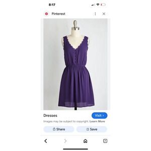 Vintage Doe & Rae Dress Fit & Flare Size Small Purple V-neck Lined Sleeveless